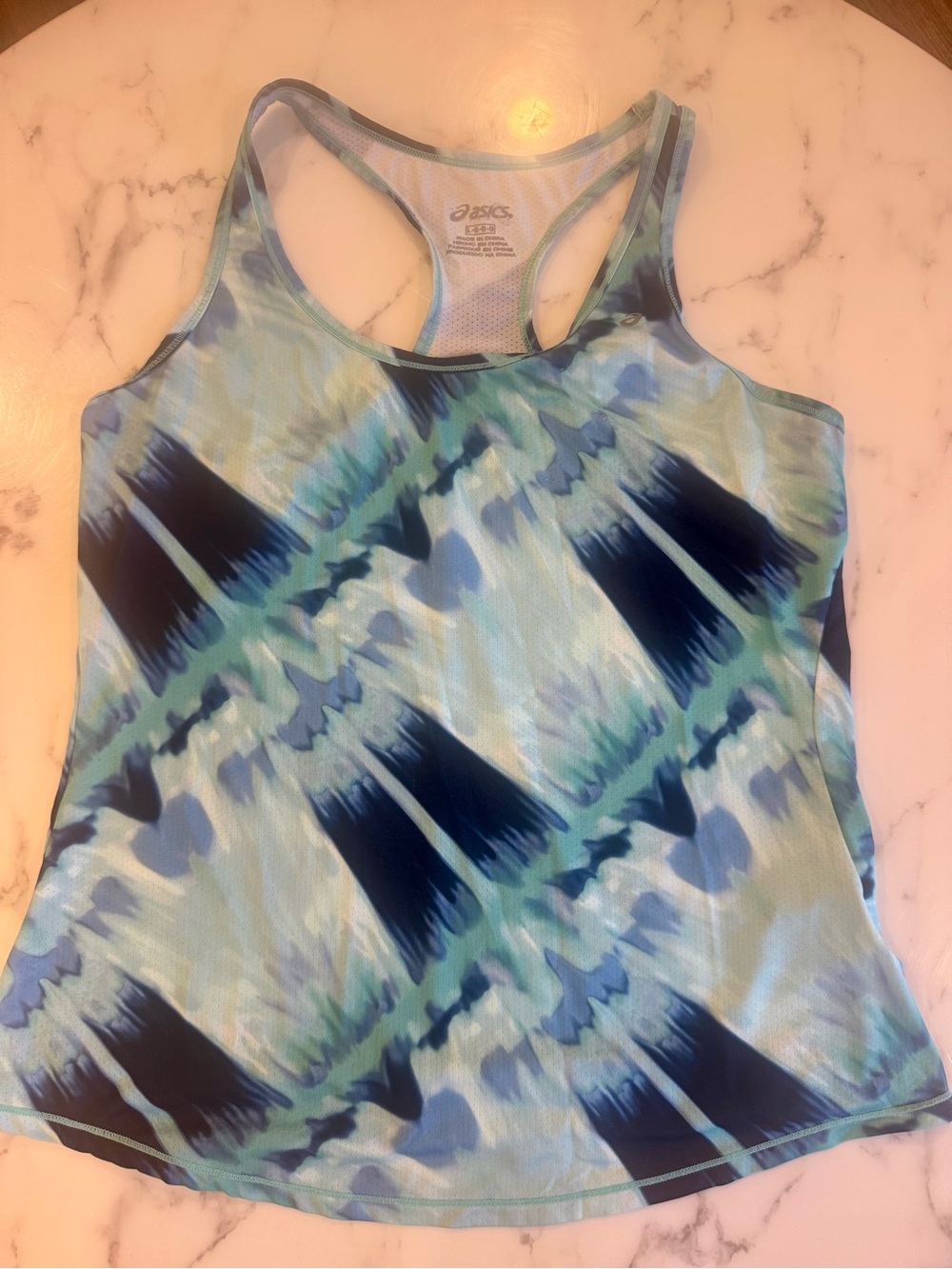 ASICS Women's Blue and Teal Abstract Racerback Tank